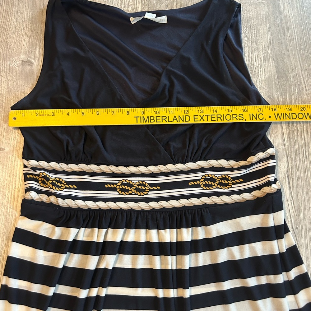 Boston Proper Nautical Rope Stripe Maxi Dress Navy Yellow White Sleeveless Sz 16 - Picture 11 of 14